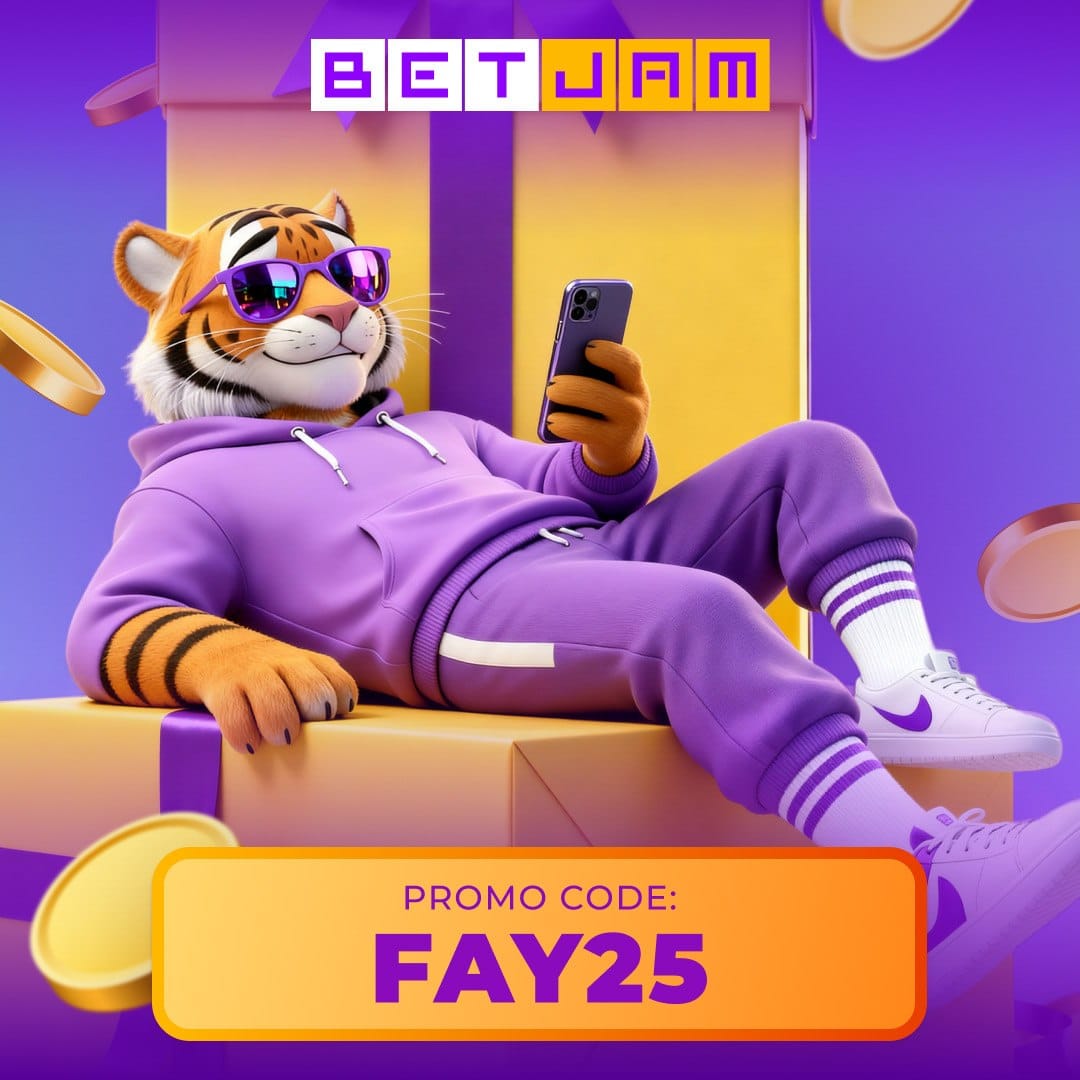 Betjam ad: promo code FAY25 for new customers
