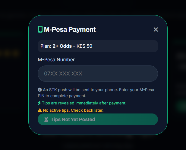 M-Pesa payment popup