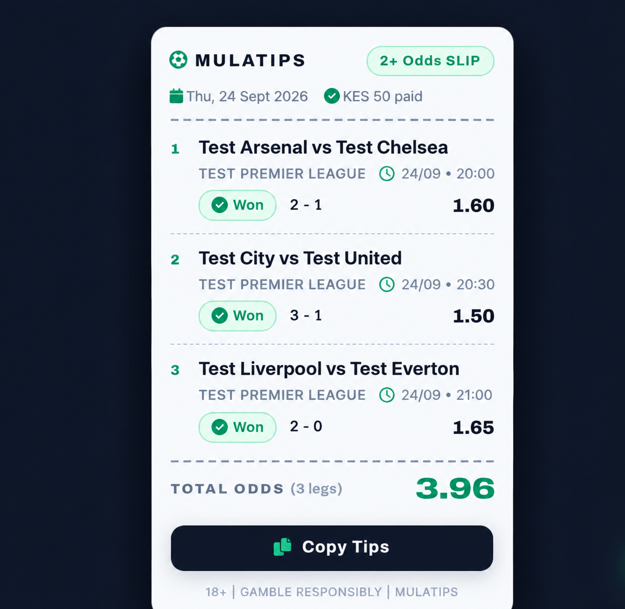 Settled winning tips slip