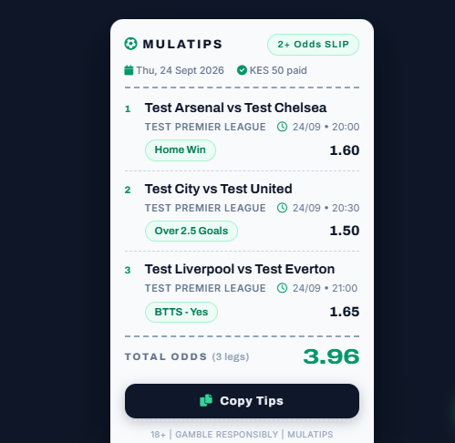 Unlocked 2+ Odds tips slip